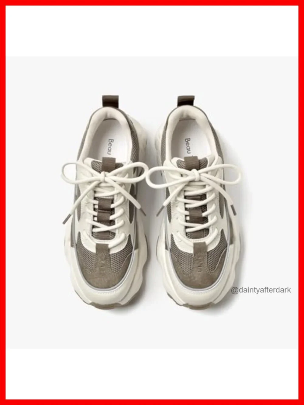 Chunky Platform Sneakers Women Lace Up Leather Casual Dad Shoes Comfortable